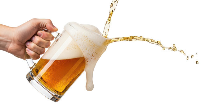 Isolated Beer Pouring from Glass