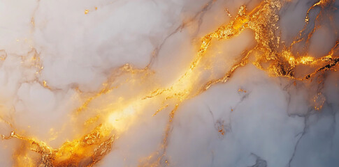 White marble background with subtle veins of golden color.