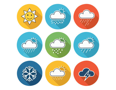 Weather Icons A Set of Colorful Flat Design Weather Symbols for Apps and Websites