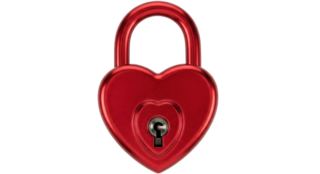 Isolated Heart Shaped Padlock