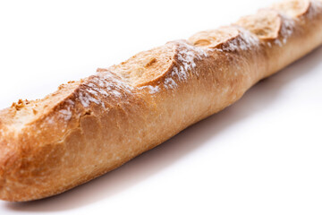 Freshly Baked French Baguette isolated on white background