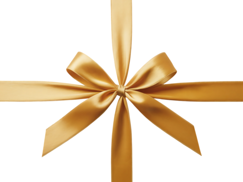 Gold Ribbon Bow Elegant Gift Presentation Graphic isolated on transparent background