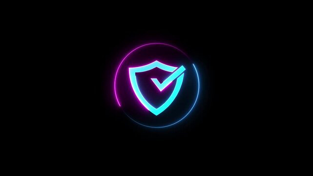 Cyber icon, verified icon, security icon and data privacy with check mark icon concept on dark background.