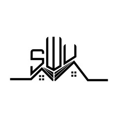 SWU Real State logo design, SWU simple and modern logo. SWU luxurious alphabet design