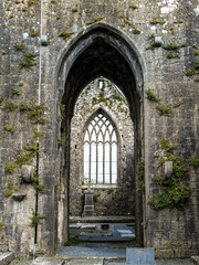 Gotisches Kirchenfenster in irischer Klosterruine 