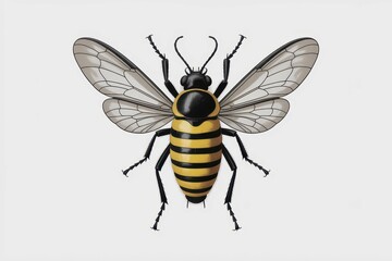 Yellow and Black Insect on White Background. Generative AI isolated, white background