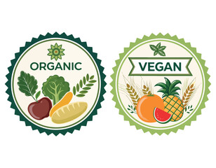 Organic and Vegan Food Labels natural and Health Badges Healthy Food Labels