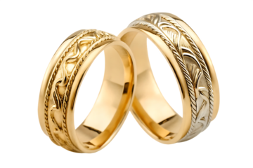 a collection of wedding rings for both men and women  isolated on white background PNG ,ai generated