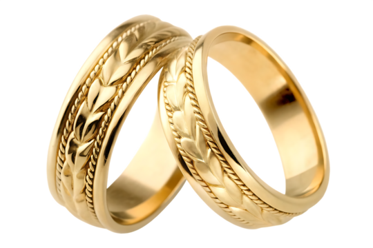 a collection of wedding rings for both men and women  isolated on white background PNG ,ai generated