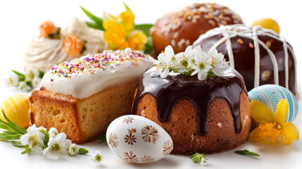 Delectable Easter sweets against a white backdrop 