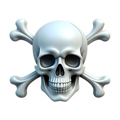 Skull and crossbones image - death symbol, pirate sign on transparent background