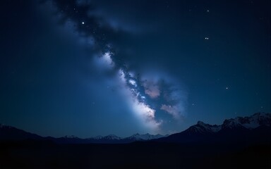 Fototapeta premium Stunning night sky with the Milky Way stretching across a starry backdrop. Ideal for nature and astronomy themes. High quality