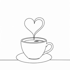 Hand Drawn Coffee and Tea Love Concept Sketch Illustration
