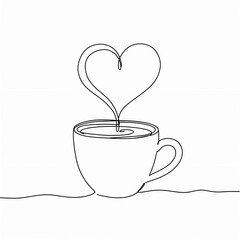 Hand Drawn Coffee and Tea Love Concept Sketch Illustration