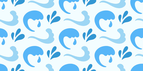 Blue Ocean Waves Seamless Pattern Sea Ornament