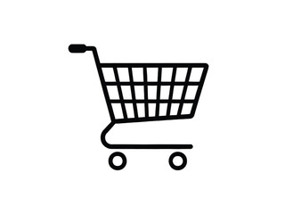 White isolated shopping cart icon for your e-commerce and retail purchase design