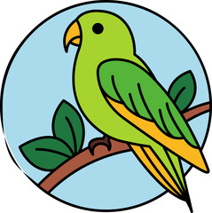 isolate parrot on a branch icon vector