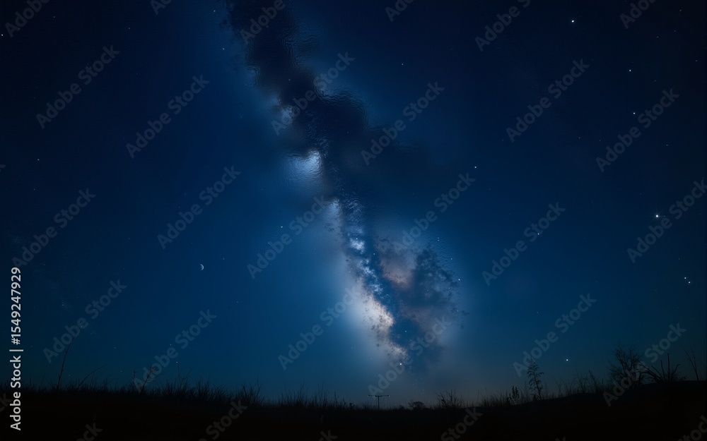 Wall mural stunning night sky with the milky way stretching across a starry backdrop. ideal for nature and astr