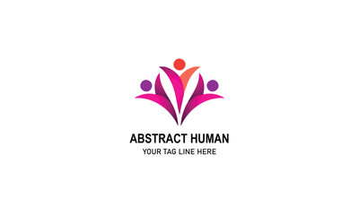 Dynamic Gradient Logo Design Featuring Three Abstract Human Figures Forming an Uplifting Community Symbol, Representing Teamwork, Diversity, and Social Connection