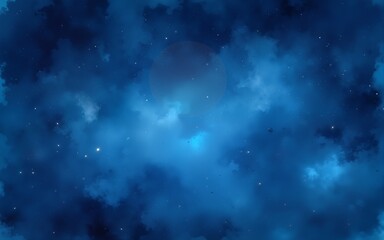 Fototapeta premium Abstract watercolor background. Deep blue night sky with stars. Hand drawn illustration. Galaxy painting, cosmic texture. Astrology theme. Beautiful and romantic space. Creative print. High quality