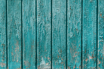 Weathered Wooden Wall with Turquoise Texture