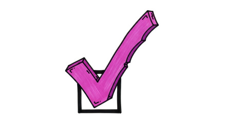 Isolated Purple Check Mark in Square