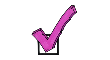 Isolated Purple Check Mark in Square