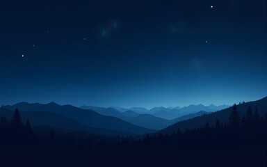 Serene night scene with a star-filled sky over silhouetted mountains. Ideal for backgrounds, nature themes, and peaceful visuals. High quality