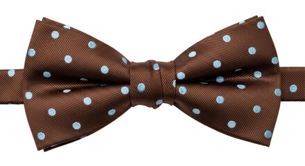 Isolated Brown Bow Tie with Blue Dots
