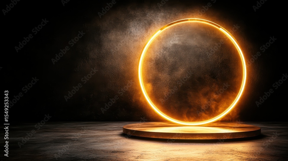 Poster a glowing circular frame set against a dark backdrop, creating an ethereal and abstract visual exper