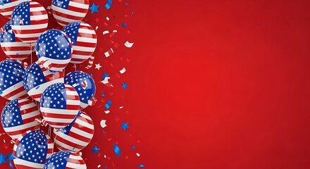 Fototapeta premium Festive american flag balloons and confetti celebrate independence day