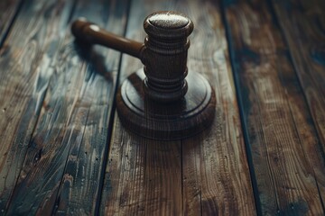 Gavel on Wooden Table to Convey a Sense of Justice and Law in a Professional Image
