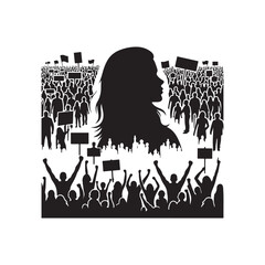 people protesting vector silhouette clip art logo design illustration