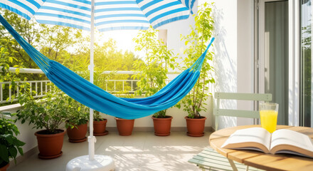 Sunny Balcony Oasis with Hammock