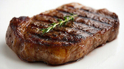 grilled steak on a white plate