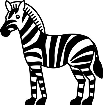 black and white zebra standing clip art preview