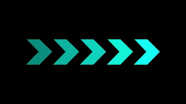 Direction concept, neon arrow icon, arrows indicates the direction of the overlay video layer. and looping neon line arrow icon animation.