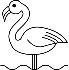 isolate black and white flamingo icon vector