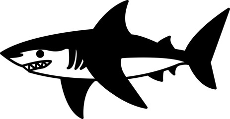 isolate black and white shark icon vector