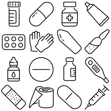 Medical Supplies Icons Set Outline Style (Part 1)