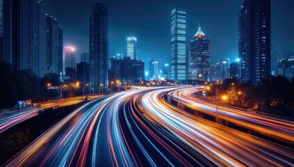 Night cityscape highway