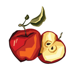 red apple hand drawing vector color