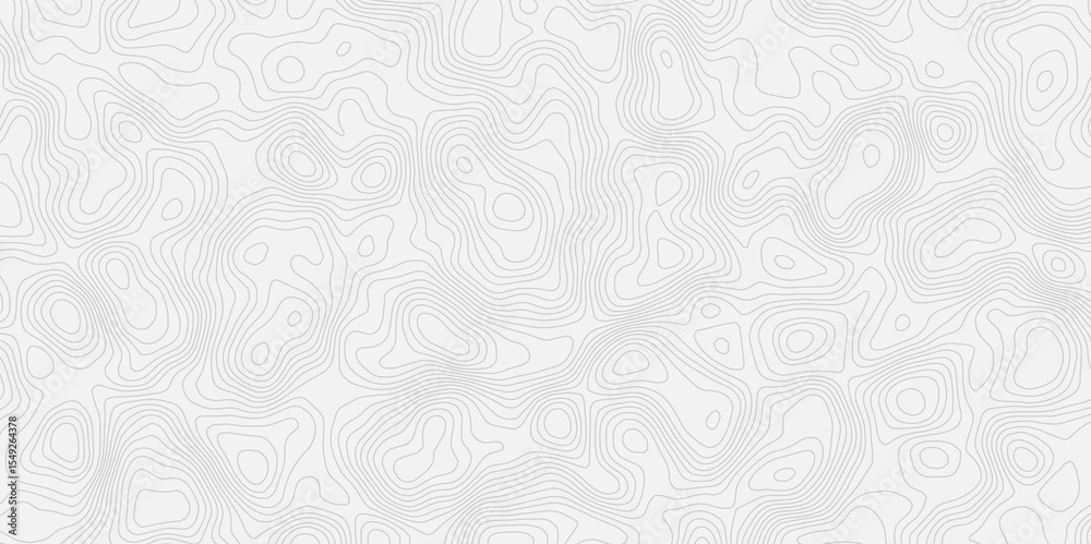 Aufkleber Topographic contour map style white background with thin contour lines creating a seamless pattern smooth design.