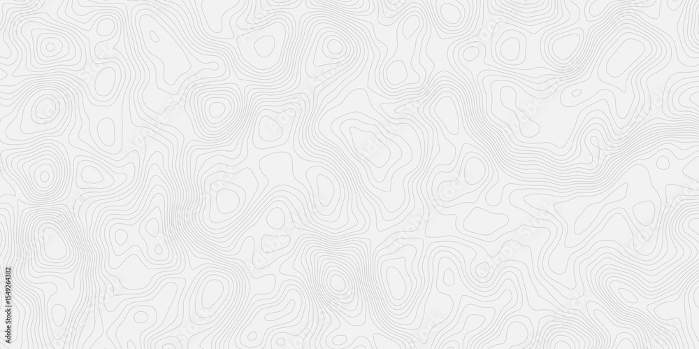 Aufkleber Topographic contour map style white background with thin contour lines creating a seamless pattern smooth design.