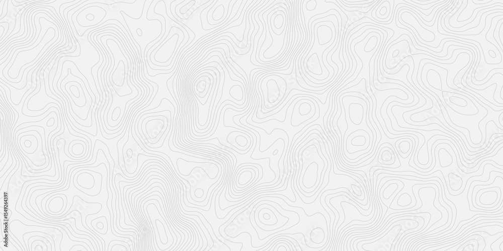 Aufkleber Topographic contour map style white background with thin contour lines creating a seamless pattern smooth design.