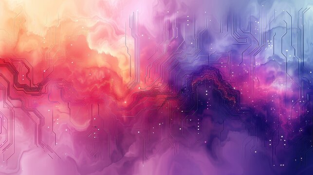 Abstract background with colorful digital circuit