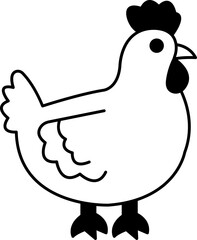 isolate black and white chicken icon vector