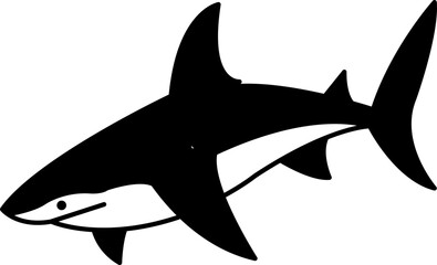 isolate black and white shark icon vector