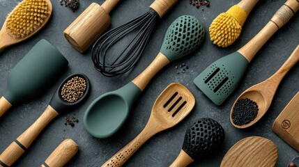 Assorted kitchen tools and spices