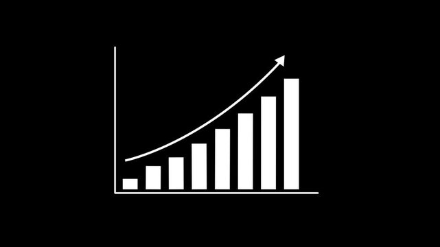 Abstract business graph concept animation. success, progress, growth graph animation. Finance business graph chart with uparrow concept on black background.